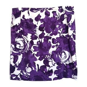 Purple White Floral Pencil Skirt Plus Size 20W Abstract Rose Cotton Spandex XLNT